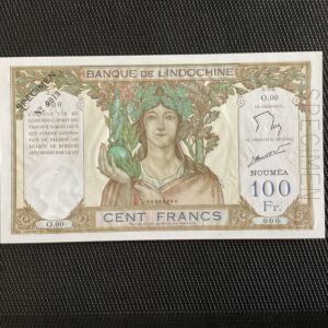 NLLE CALEDONIE: 100F ND 1963, Banque de l’Indochine, Pick 42es, SPÉCIMEN, NEUF/UNC