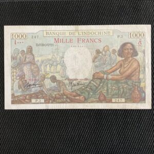 DJIBOUTI: 1000F ND 1938, banque de l’Indochine, Pick 10, Pr.TTB/VF