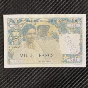 MADAGASCAR: 1000F ND 1950, Pick 48as, SPÉCIMEN, SUP+/XF+