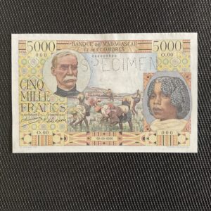 MADAGASCAR: 5000F ND 1950, Pick 49as, SPÉCIMEN, Pr.SPL/AU