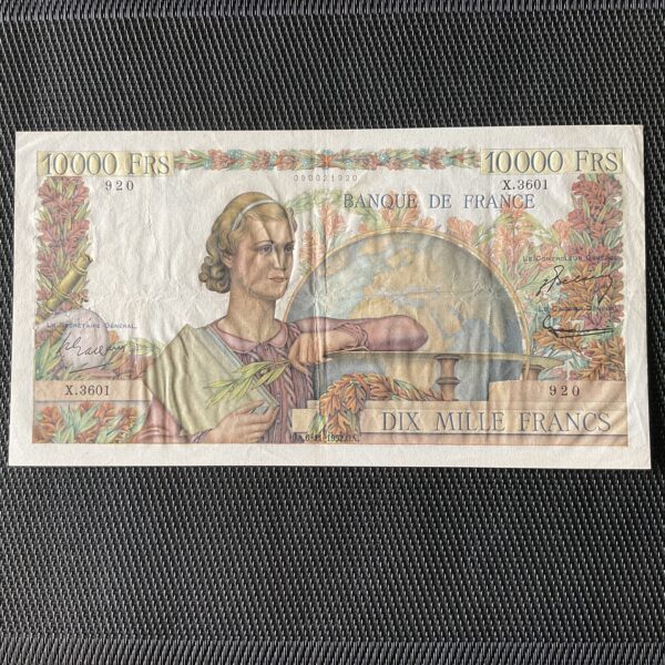 FRANCE: 10000F Génie Français 06/11/1952, F50-61, TTB+/VF+