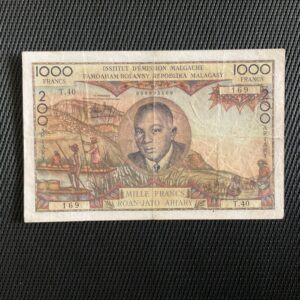 MADAGASCAR: 1000 Francs Tsiranana ND 1963, Pick 56b, Pr.TTB/VF