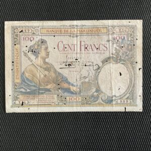 MARTINIQUE: 100 Francs ND 1932/45, Pick 13, TB/F
