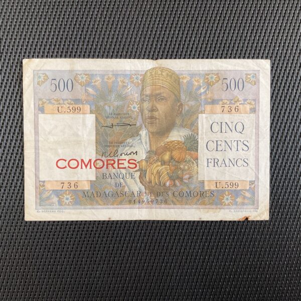 COMORES: 500 Francs ND 1960/63, Pick 4b, Sign 2, Pr.TTB/VF