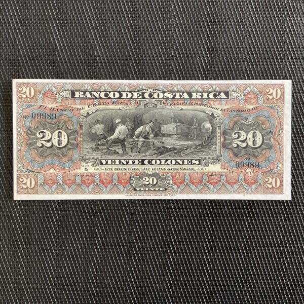 COSTA RICA: 20 colons 01/01/1901, Pick S175r, NEUF/UNC