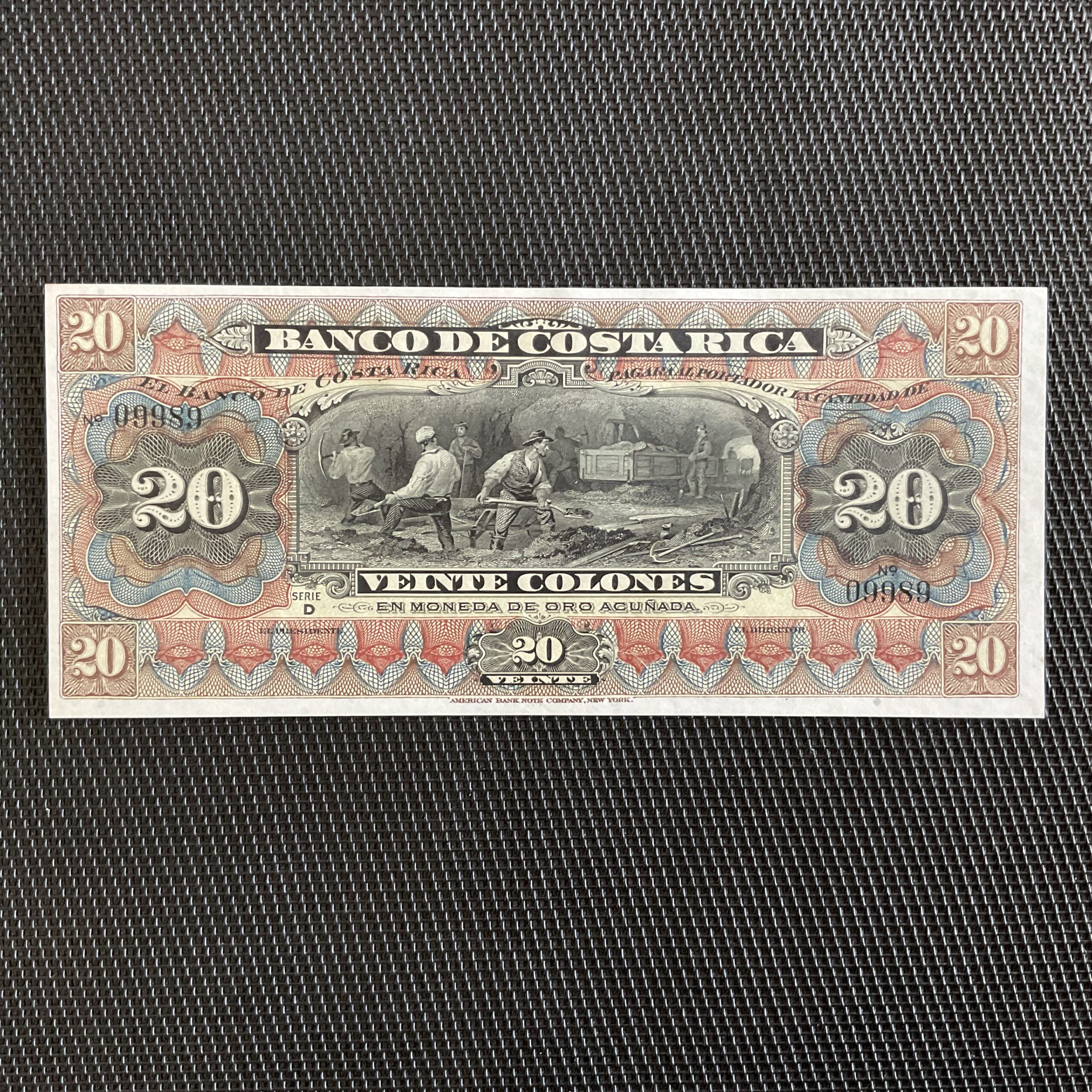 COSTA RICA: 20 colons 01/01/1901, Pick S175r, NEUF/UNC