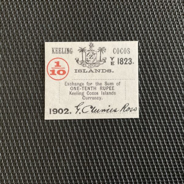 ILES COCOS: 1/10 roupie 1902, Pick S123, NEUF/UNC