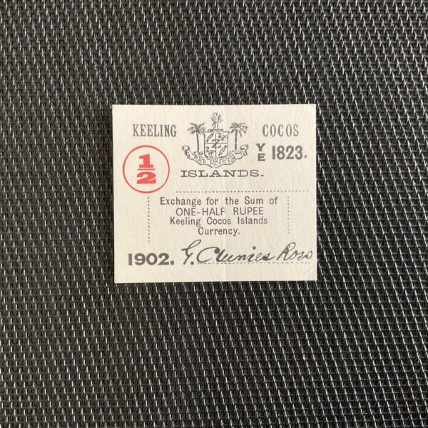 ILES COCOS: 1/2 roupie 1902, Pick S125, SPL/AU