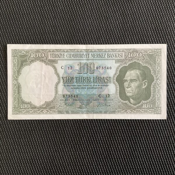 TURQUIE: 100 lira 1951/65, Pick 177a, TTB+/VF+