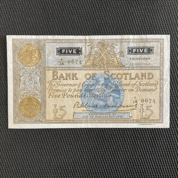 ÉCOSSE: 5 Pounds 23/05/1960, Pick 101b, TTB/VF