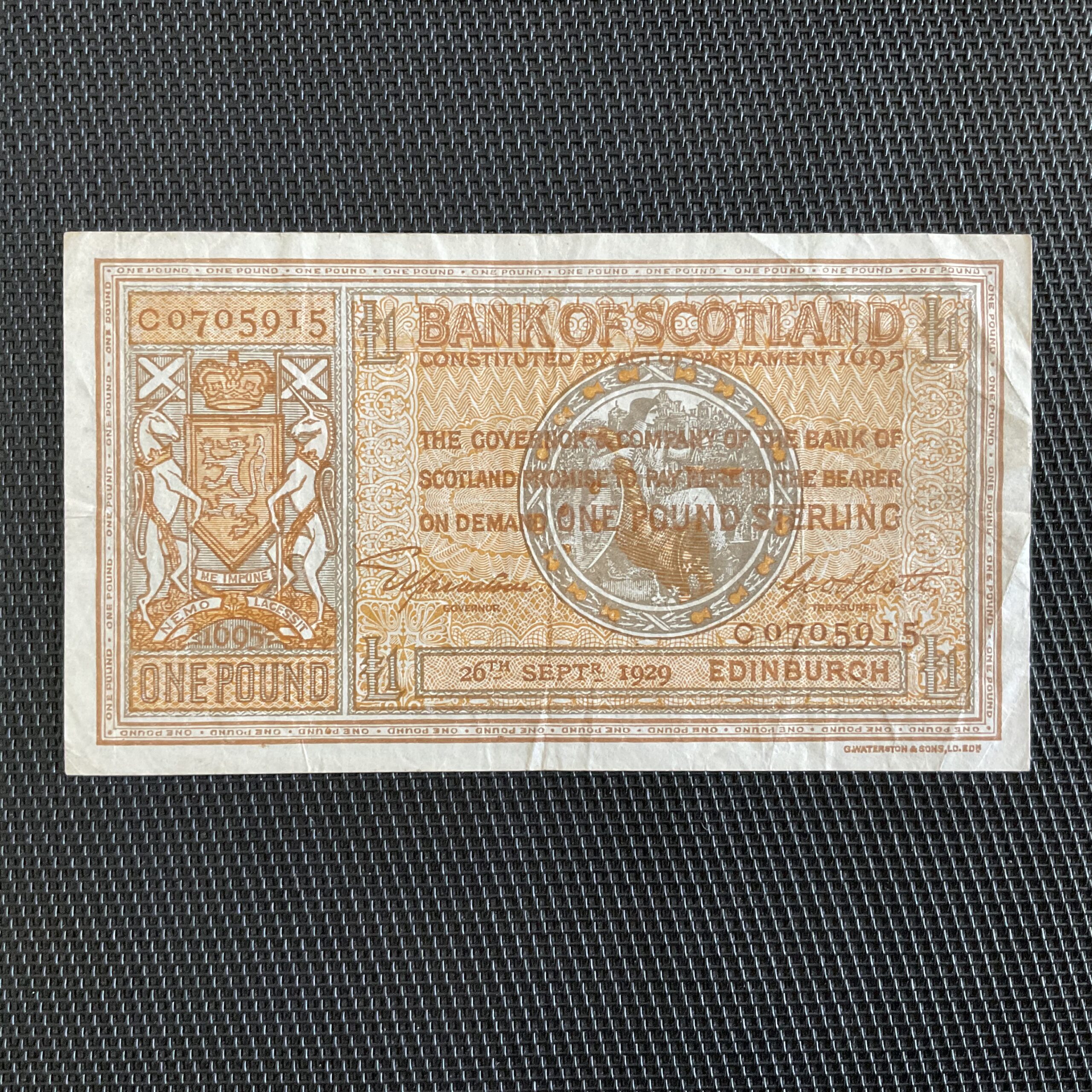 ÉCOSSE: 1 Pound sterling 26/09/1929, Pick 86, TTB/VF