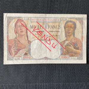 MADAGASCAR: 1000 francs 19/05/1945, Pick 41b, TTB/VF