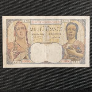 MADAGASCAR: 1000 Francs 28/12/1948, Pick 41c, joli TTB/VF