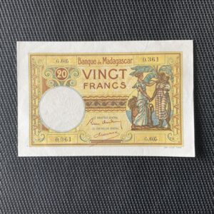 MADAGASCAR: 20 Francs ND 1937/47, Pick 37b, SPL/AU