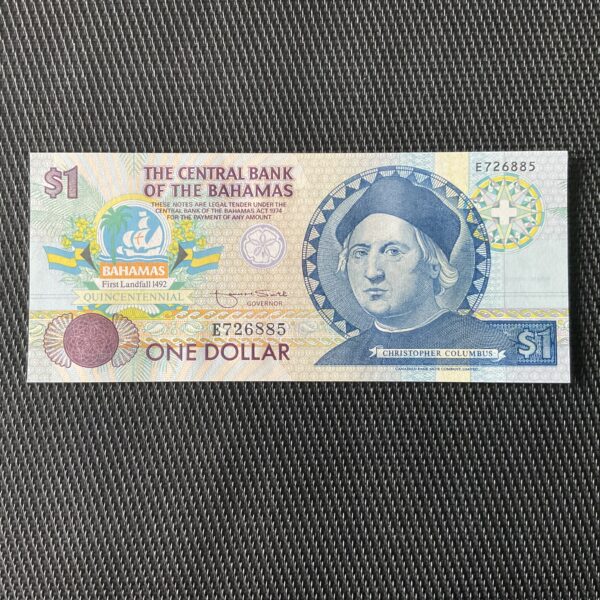 BAHAMAS: 1 dollar 1992, commémoratif, Pick 50, NEUF/UNC