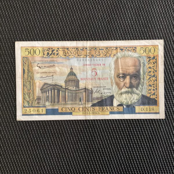 FRANCE: 5NF sur 500F Victor Hugo 12/02/1959, F52-02, TTB/VF