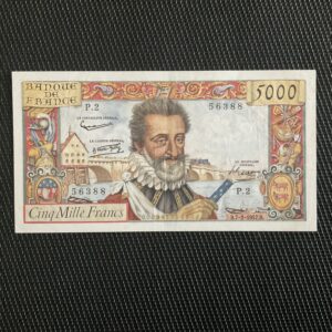 FRANCE: 5000F Henri IV 07/02/1957, F49-01, SUP/XF