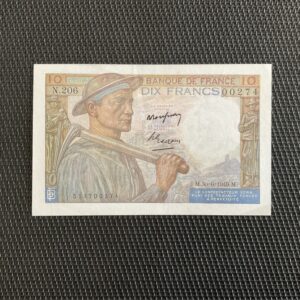 FRANCE: 10 francs mineur 30/06/1949, Alph 206 petit numéro, Pr.SPL/AU