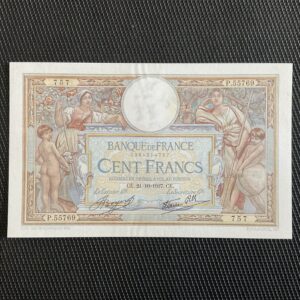 FRANCE: 100 francs Merson modifié 21/10/1937, SPL/AU