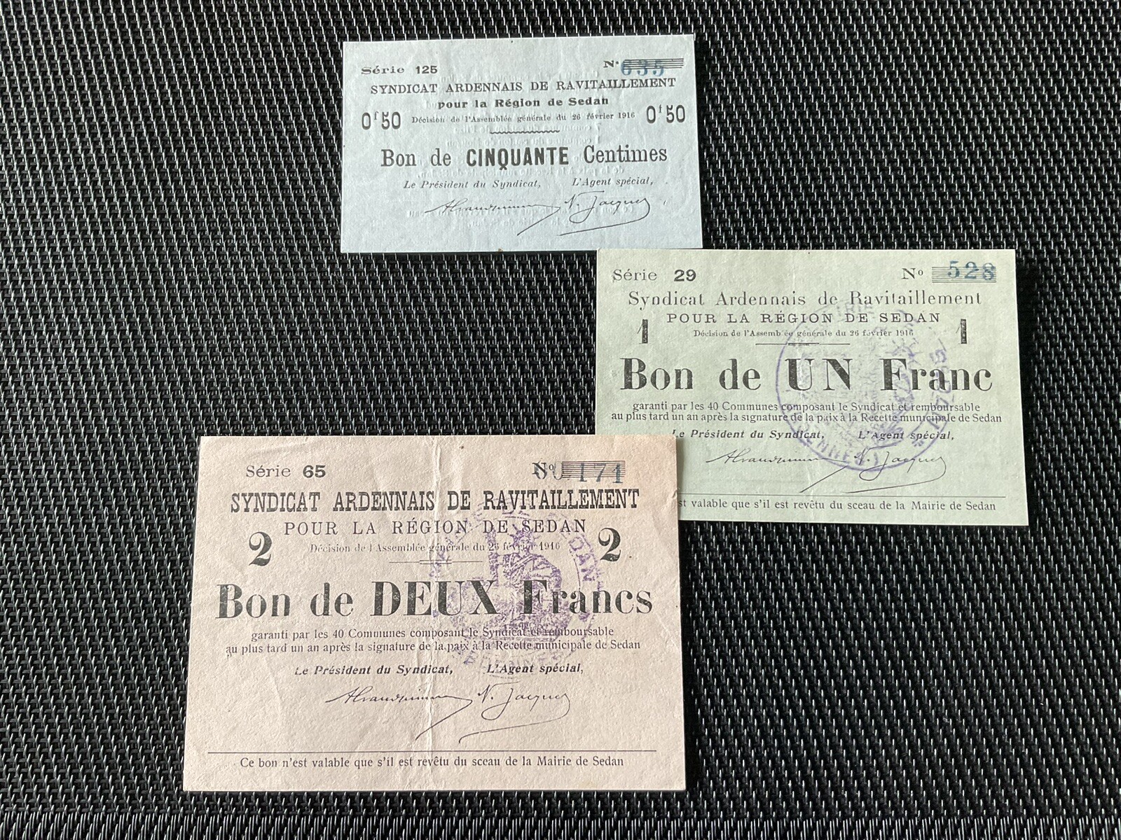 FRANCE: Série 50cts à 2F Bons De Ravitaillement SEDAN, 26/02/1916, SUP/XF 🇫🇷