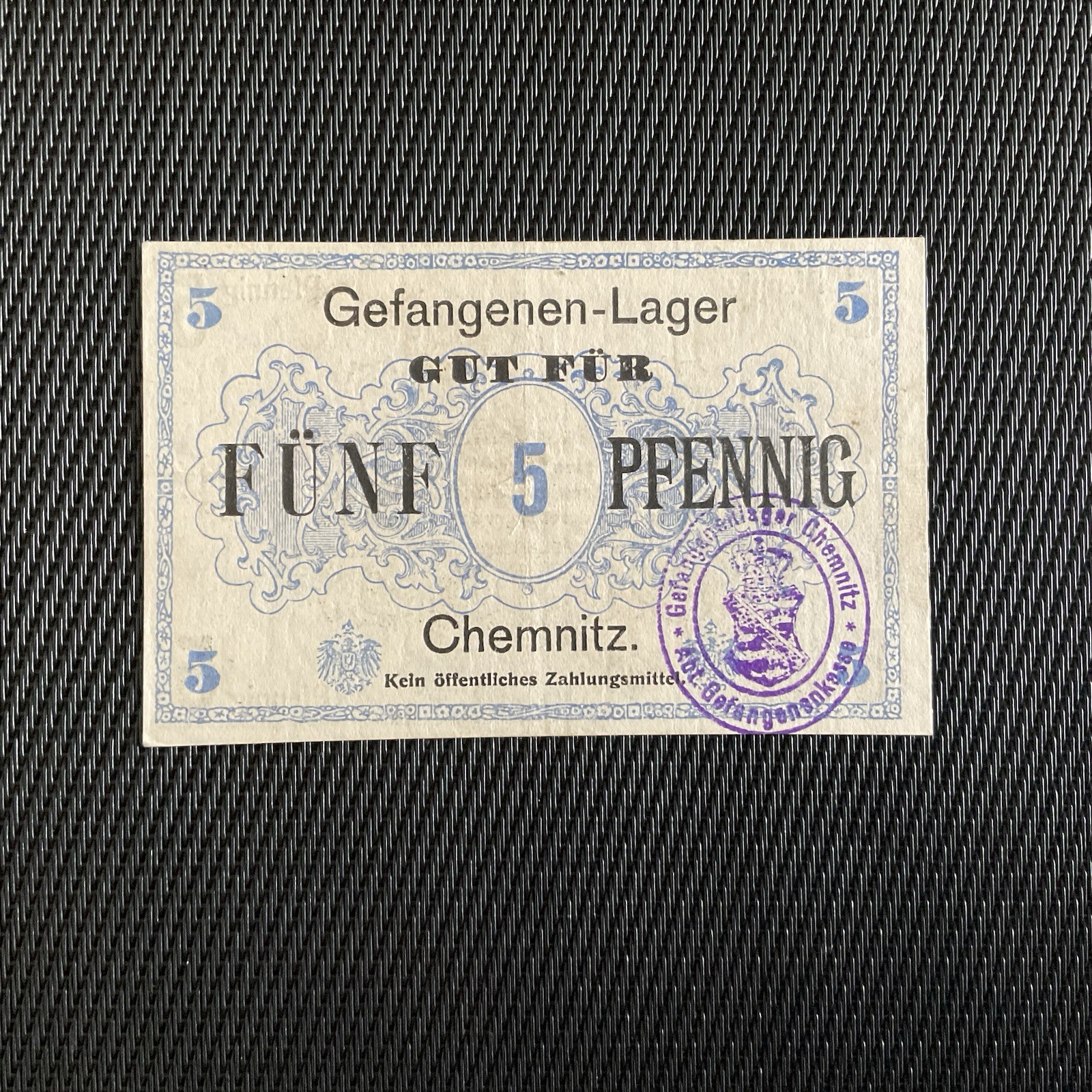 ALLEMAGNE: 5 Pfenning 1914/18, Camp De Prisonniers De CHEMNITZ, SUP/XF 💥