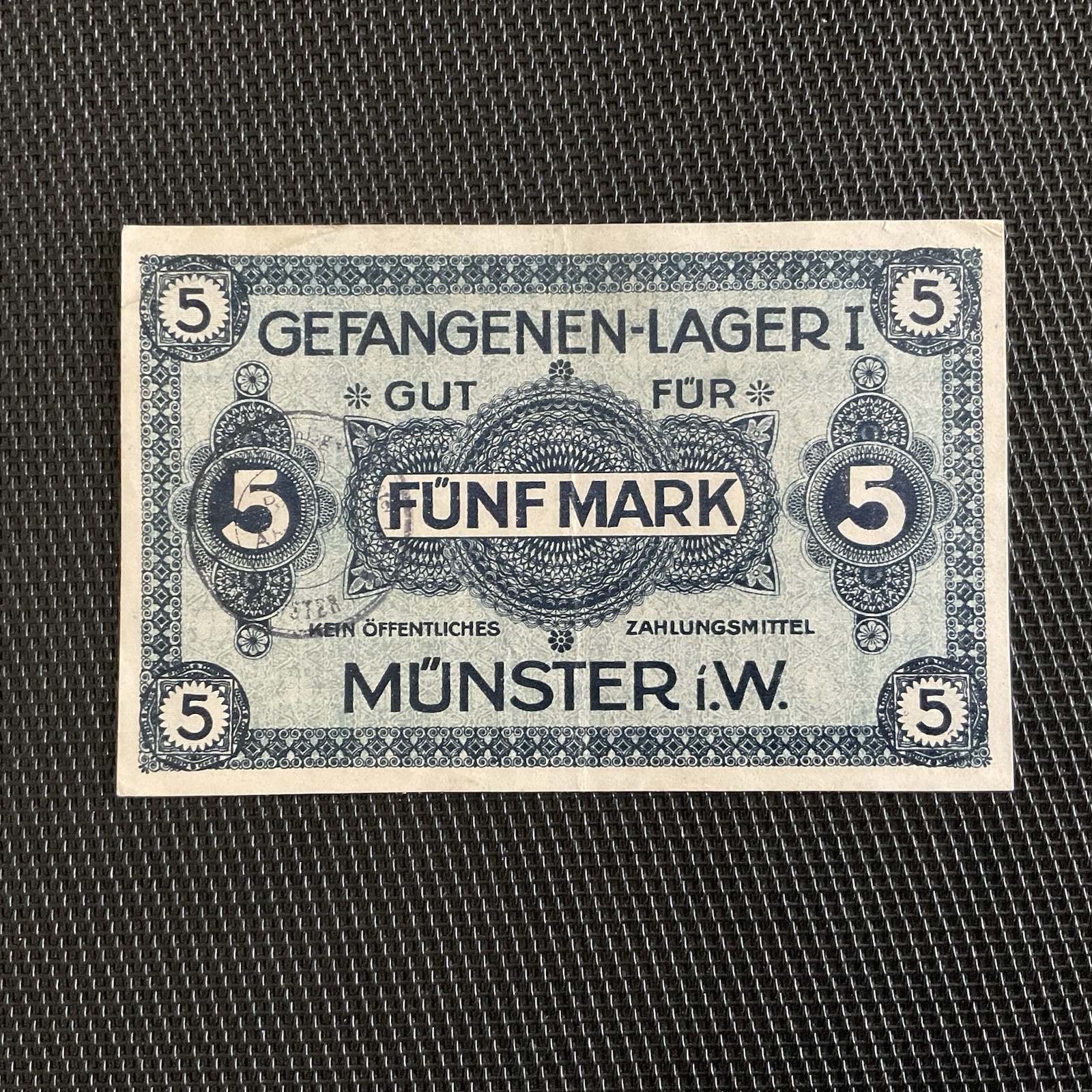 ALLEMAGNE: 5 Mark 1914, Camp De Prisonniers D’ESSEN, SUP+/XF+ 🌐