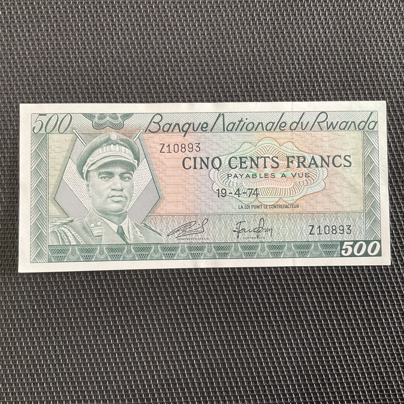 RWANDA: 500 Francs 19/04/1974, Pick 11a, Pr.NEUF/AUNC 🔥