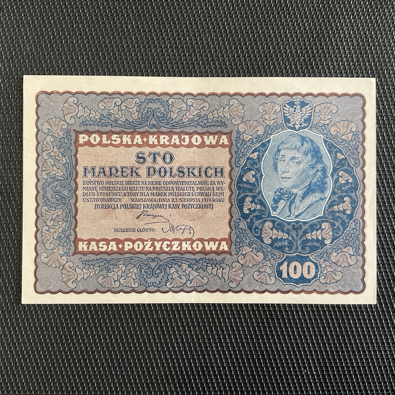 POLOGNE: 100 Marek Polskich 23/08/1919, SPL+/AU+ 💥
