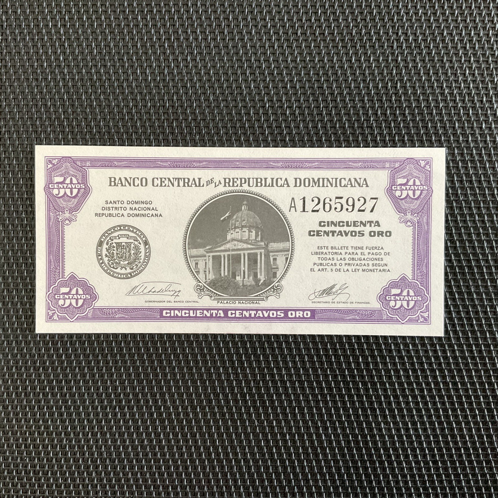 RÉP. DOMINICAINE: 50 Centavos Oro ND 1961, Pick 89, NEUF/UNC 🌐