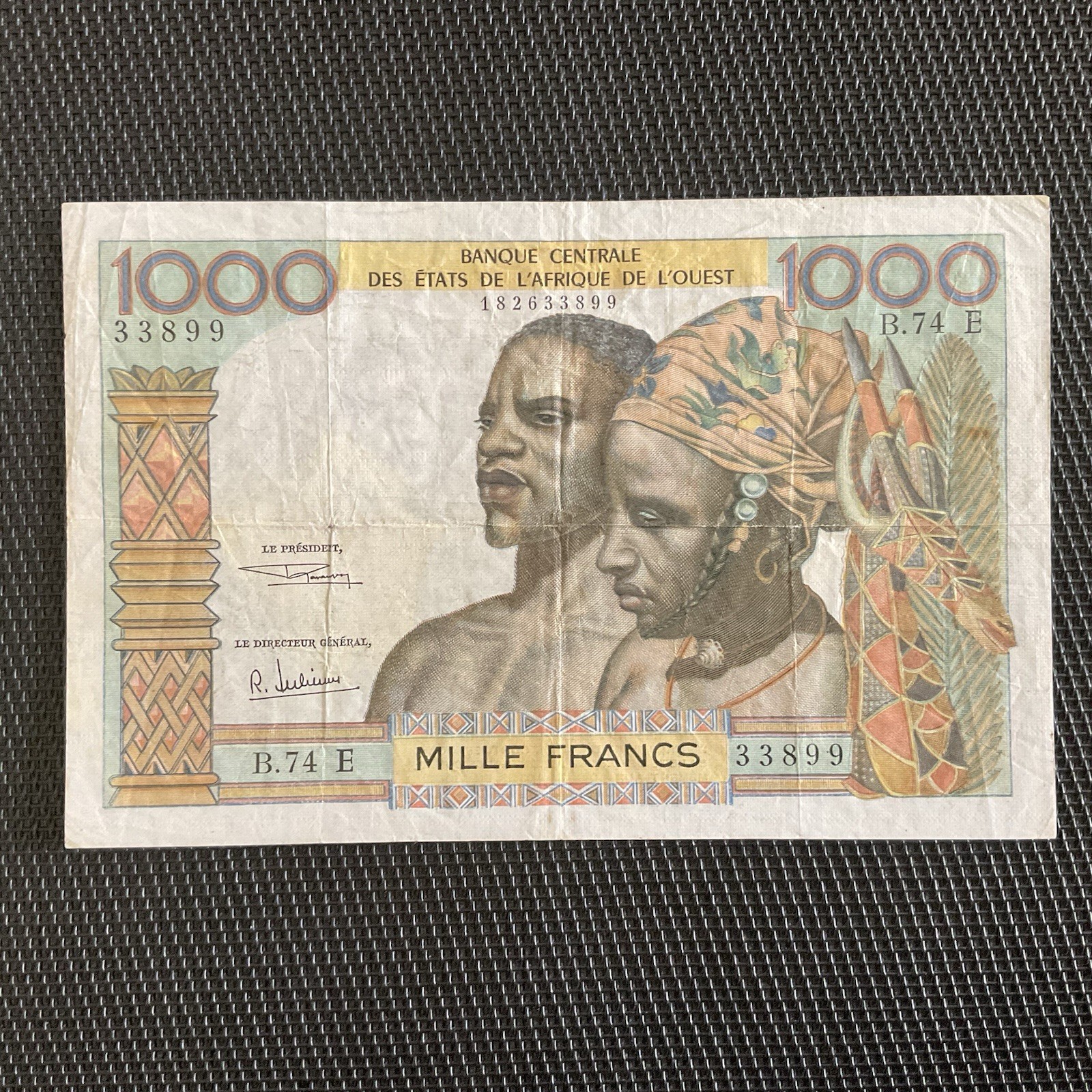 MAURITANIE: Rare 1000 Francs ND 1965, BCEAO, Pick 503Eg, TB+/F+ 🌐