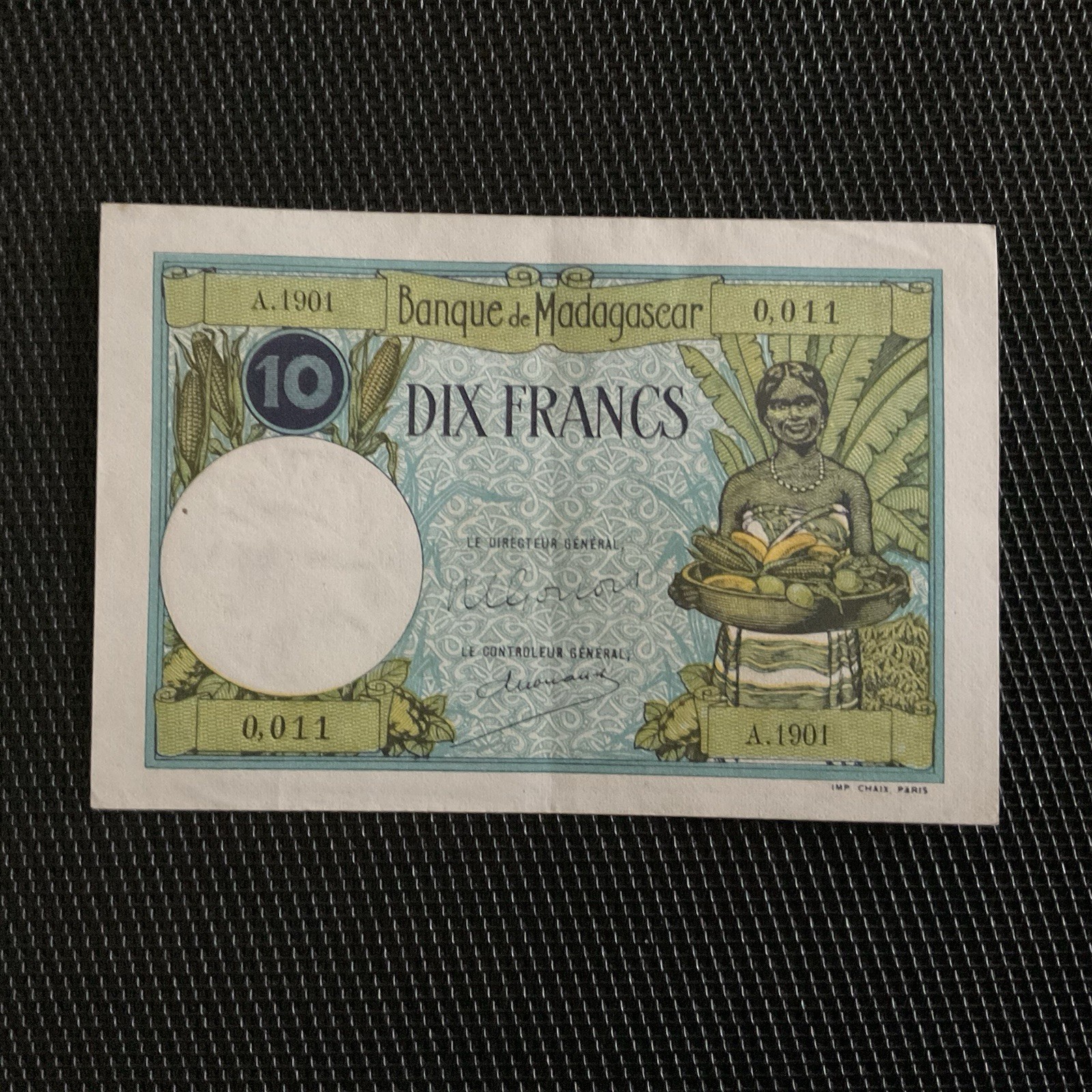 MADAGASCAR: 10 Francs ND 1937, Pick 36c, SUP/XF 🌐