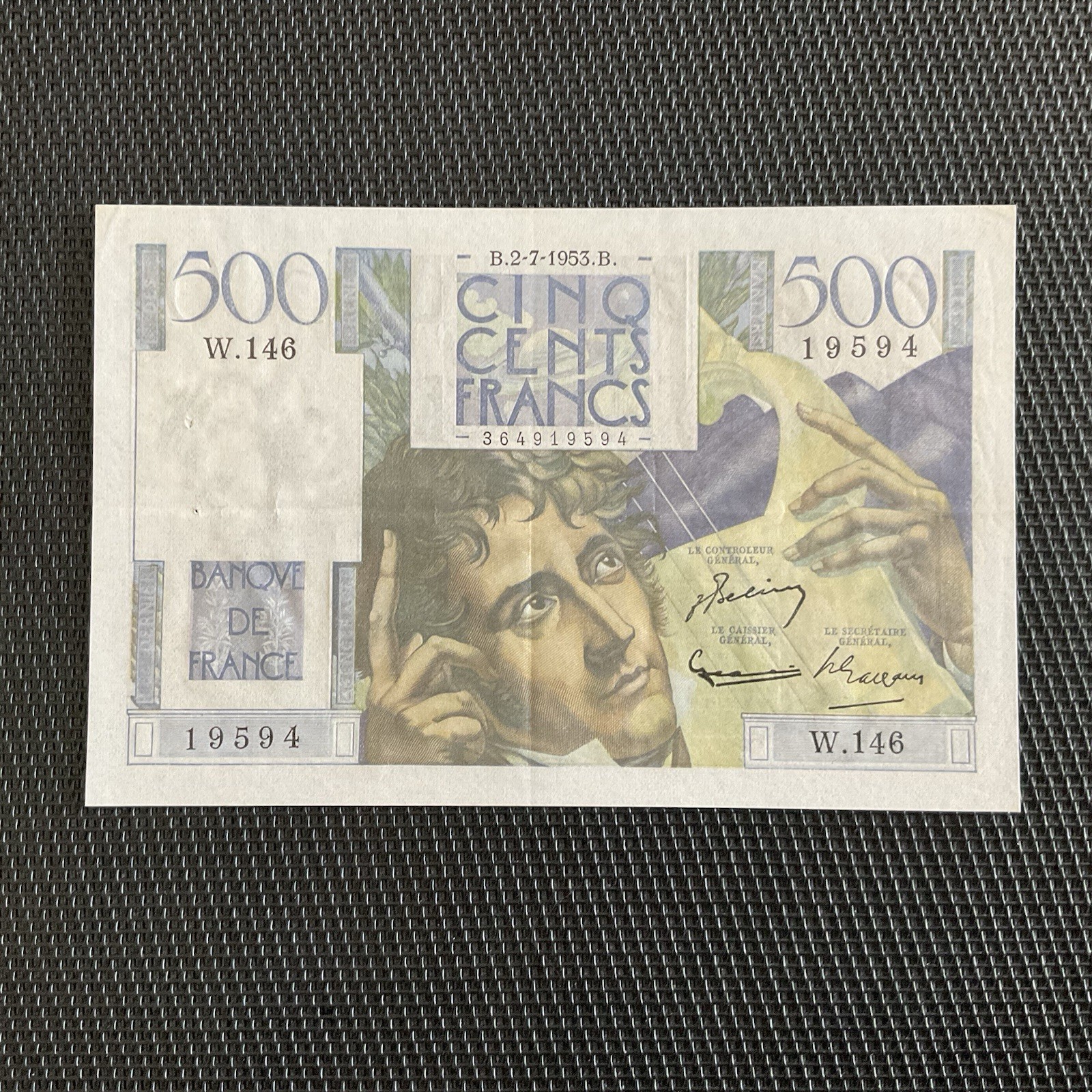 FRANCE: 500 Francs Chateaubriand 02/07/1953, Alph W146 Rare, F34-13, SUP/XF 🇫🇷