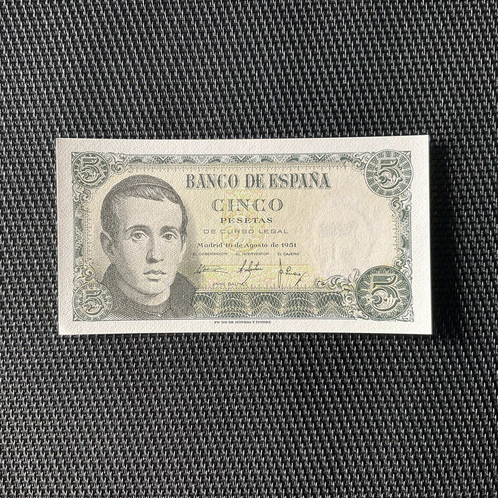 ESPAGNE: 5 Pesetas 16/08/1951, Pick 140, NEUF/UNC 💥