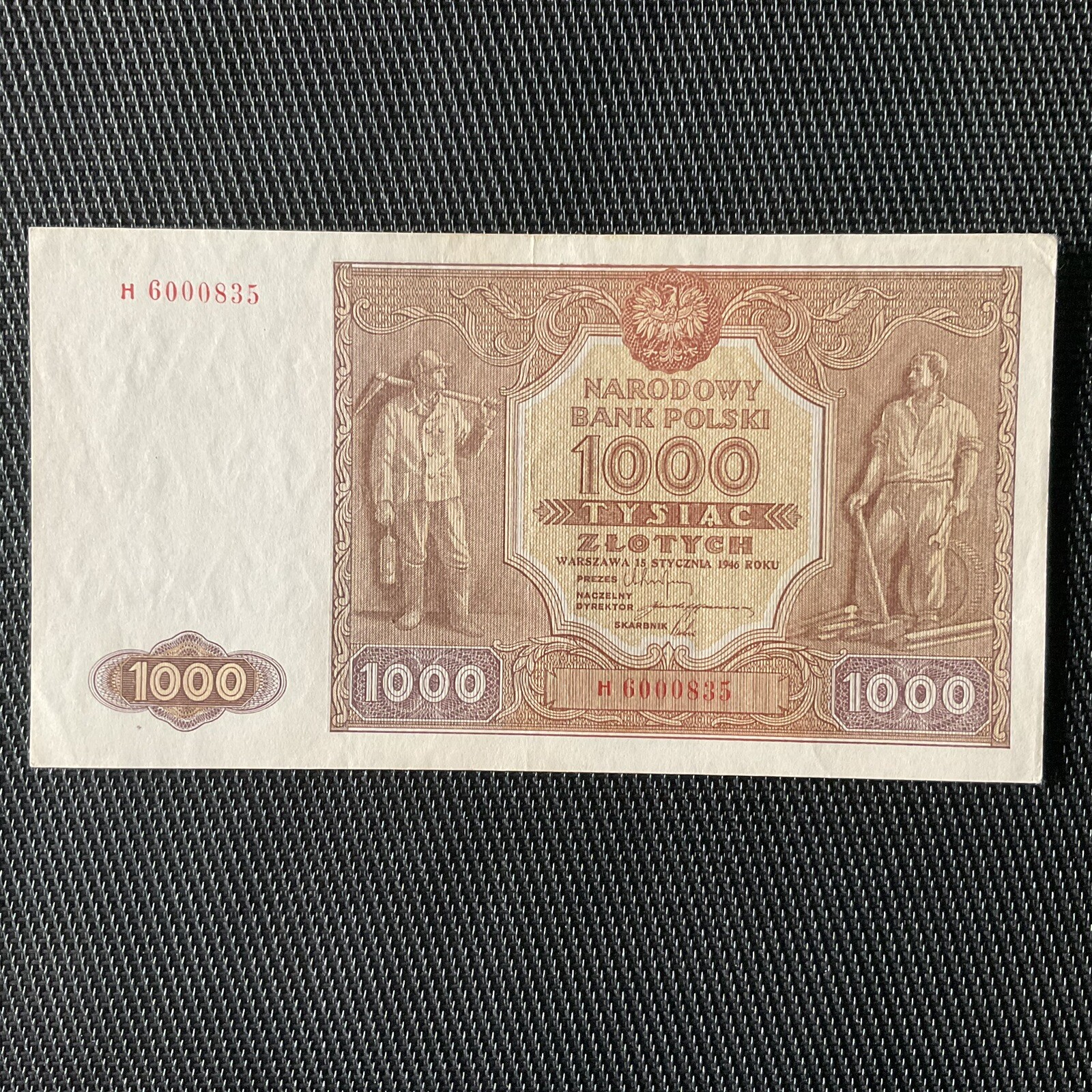 POLOGNE: 1000 Zlotys 15/01/1946, Pick 122a, Pr.SPL/AU 🔥