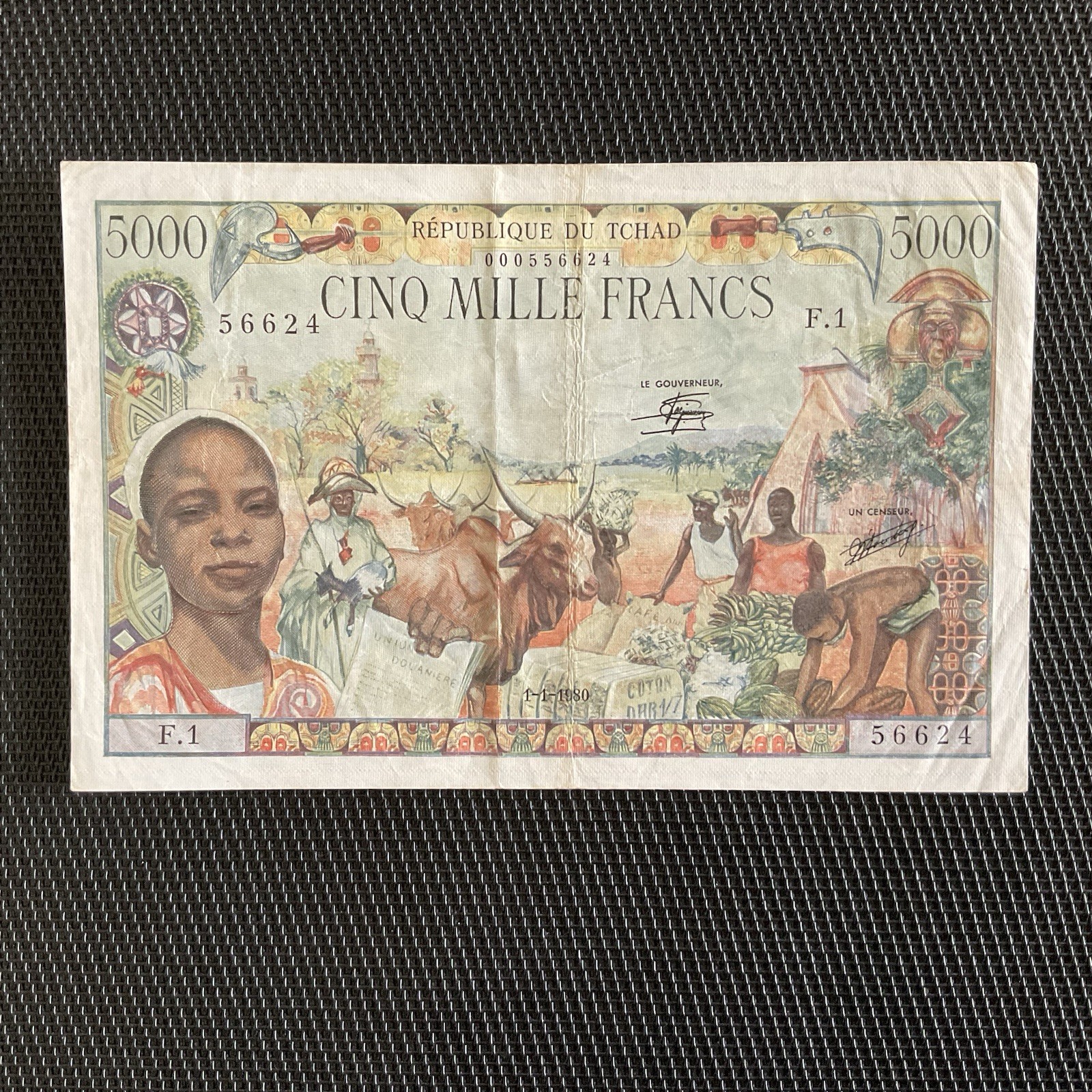 RÉP. DU TCHAD: 5000 Francs 01/01/1980, Pick 8, Joli TTB/VF 🔥