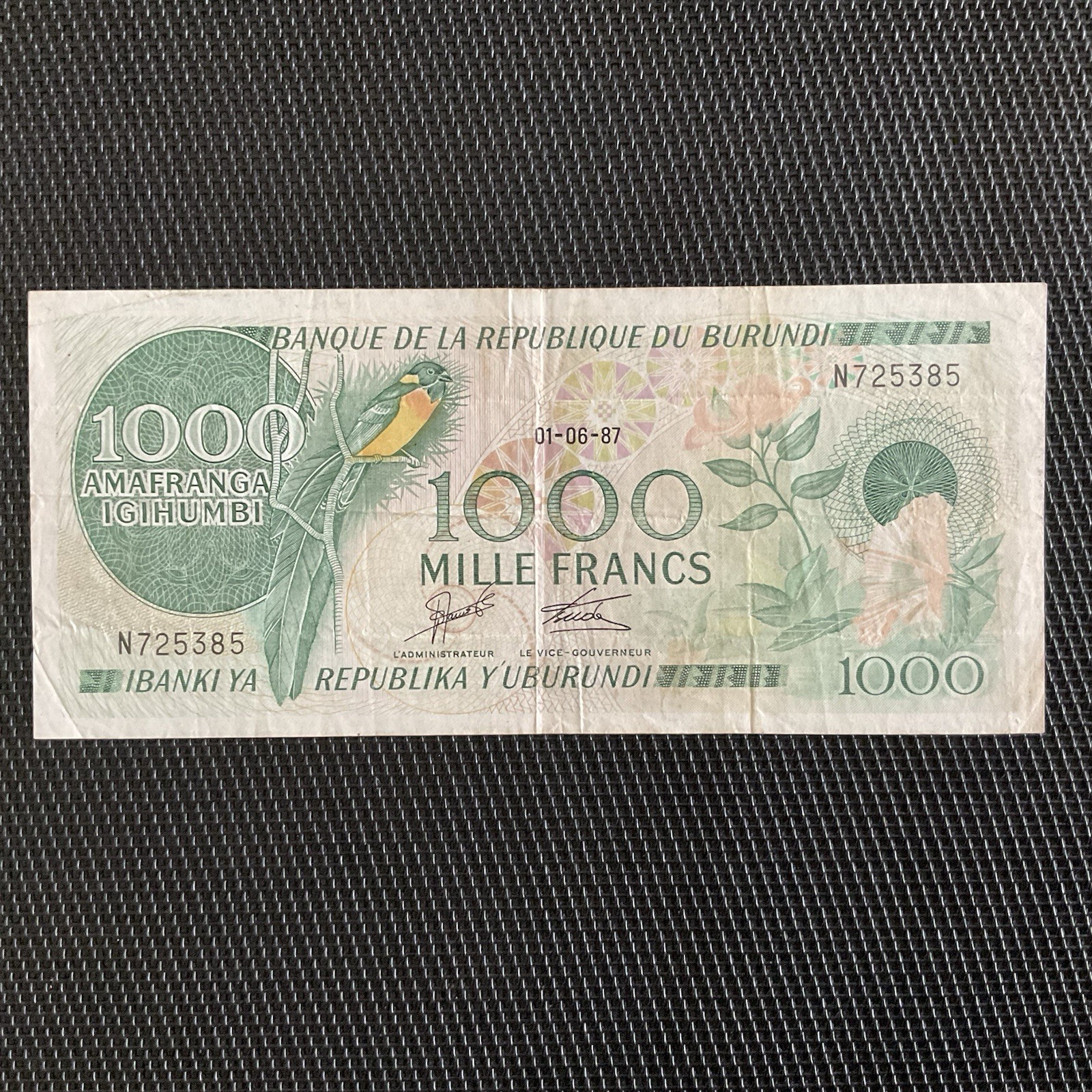 BURUNDI: 1000 Francs 01/06/1987, Pick 31c, TTB/VF 💥