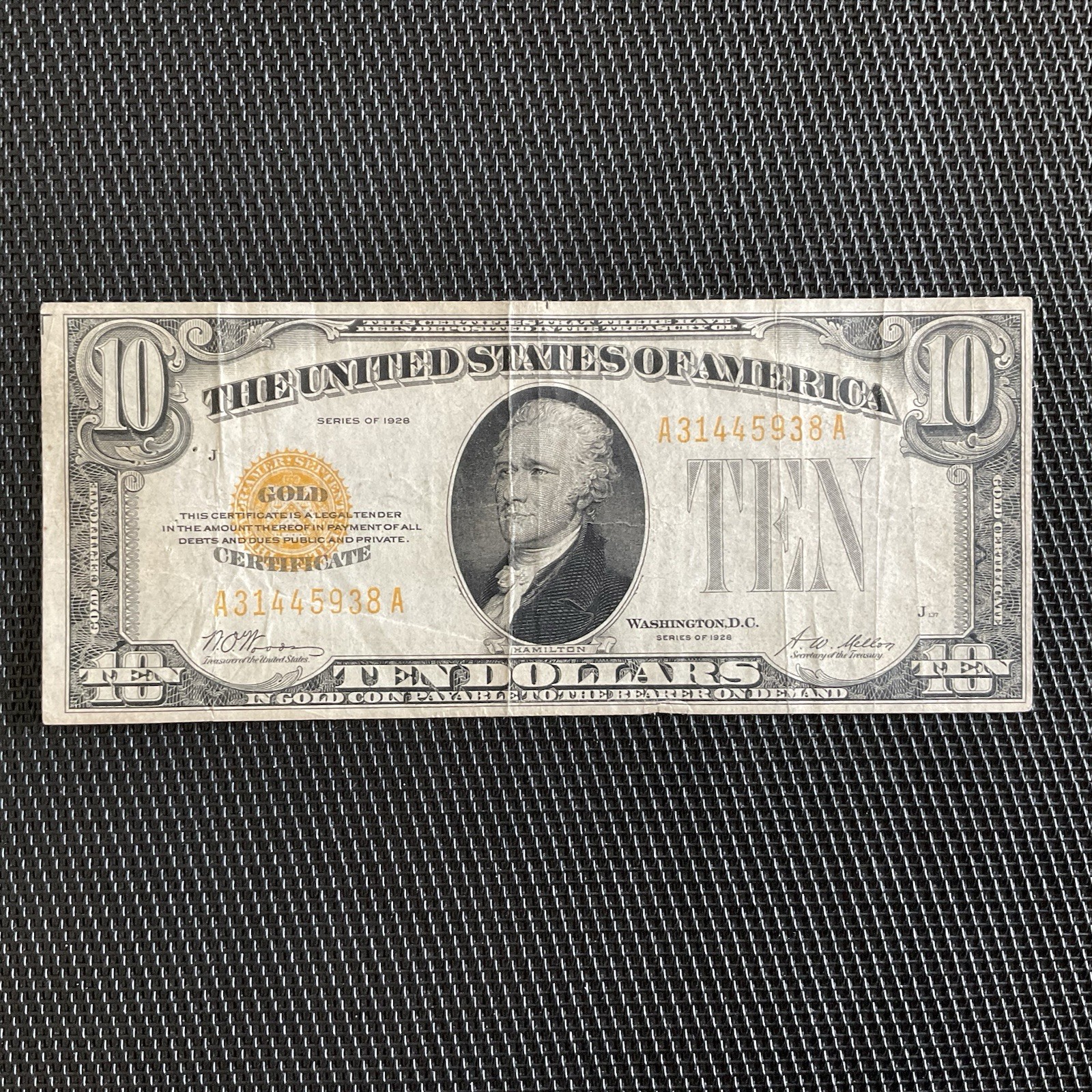 ÉTATS UNIS: 10 Dollars Série 1928, Gold Certificate, Pick 400, TTB/VF 💥