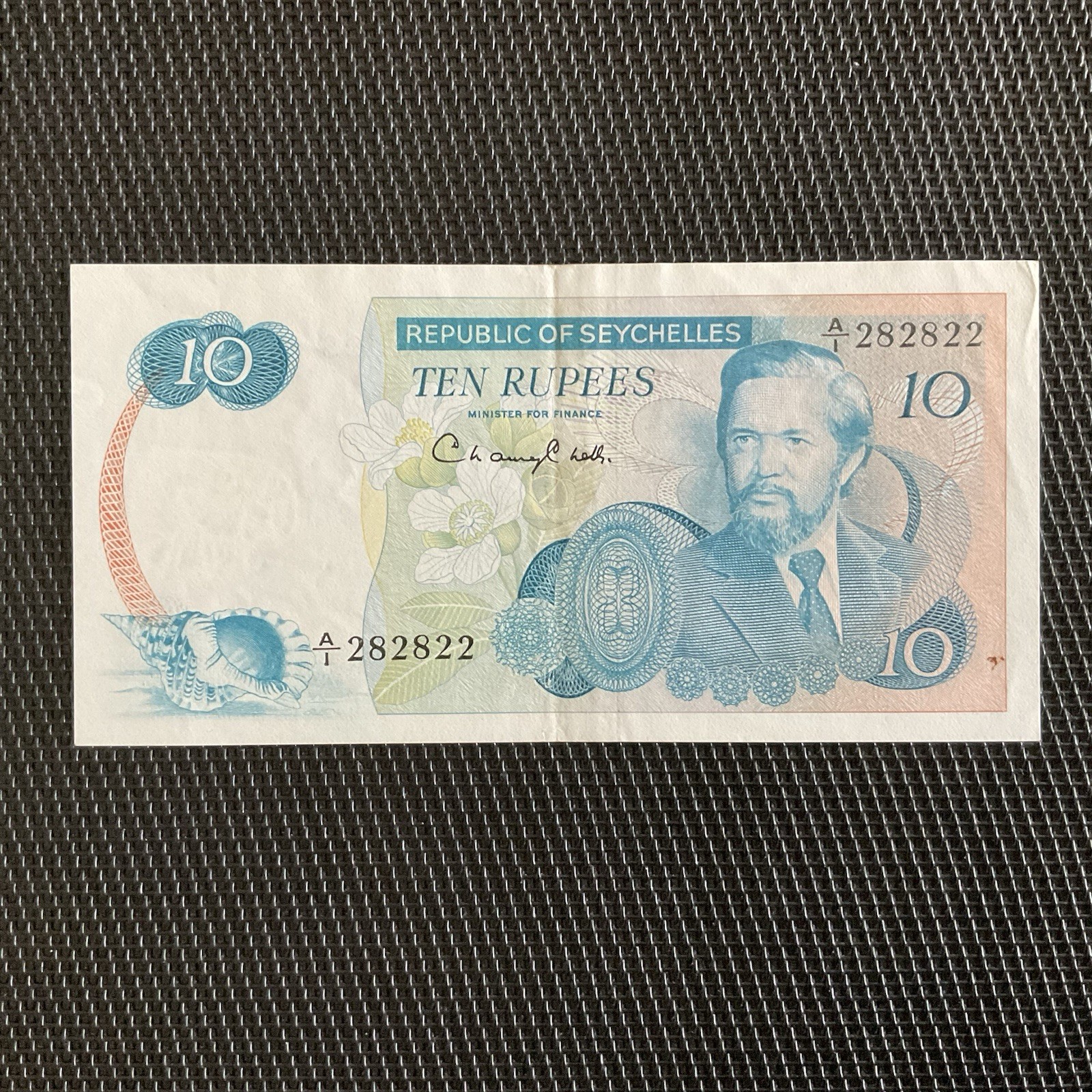 SEYCHELLES: 10 Roupies ND 1976, Alph A1, Pick 19a, SUP/XF 💥