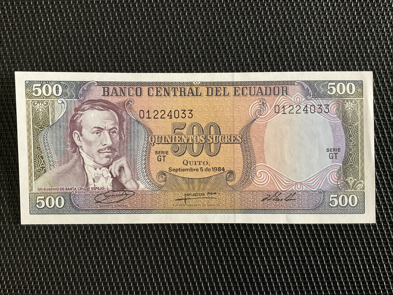 EQUATEUR: 500 Sucres 05/09/1984, Pick 124, NEUF/UNC 🔥