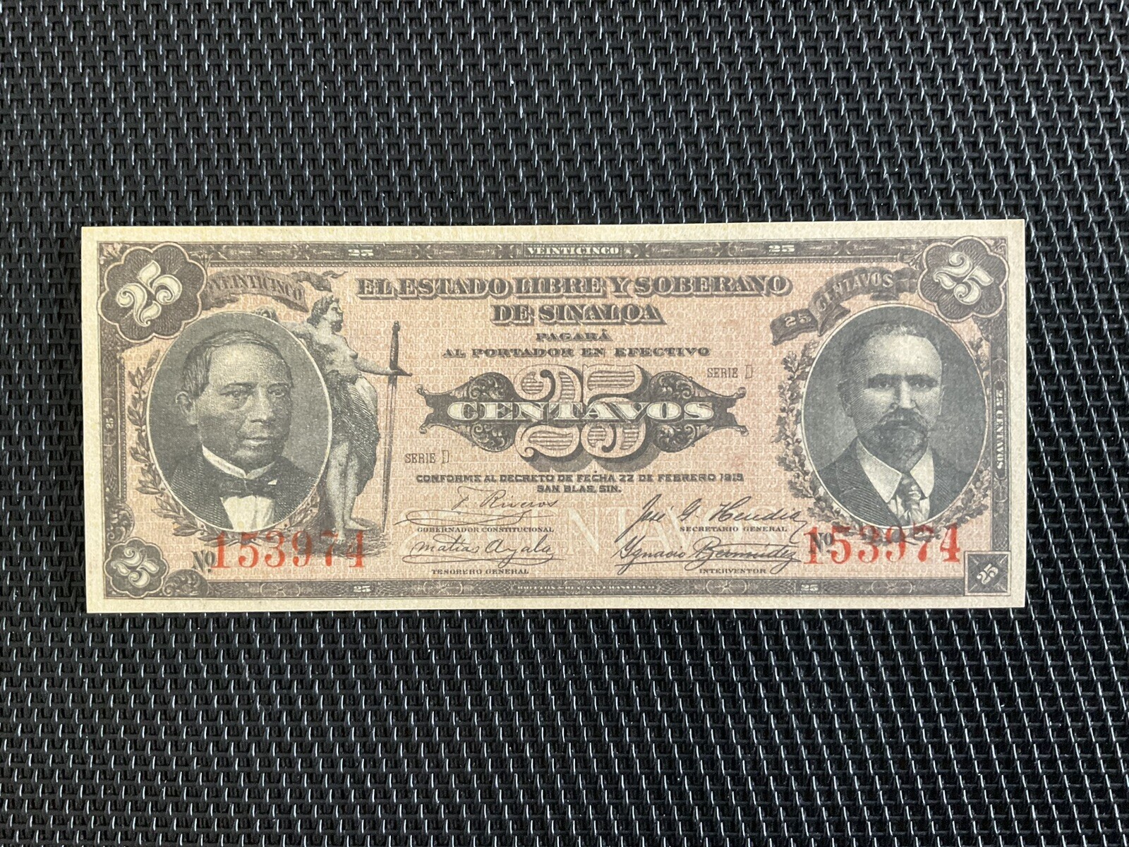 MEXIQUE: 25 Centavos 1915, État Du SINALOA, Pick S1041, Pr.NEUF/AUNC 🔥