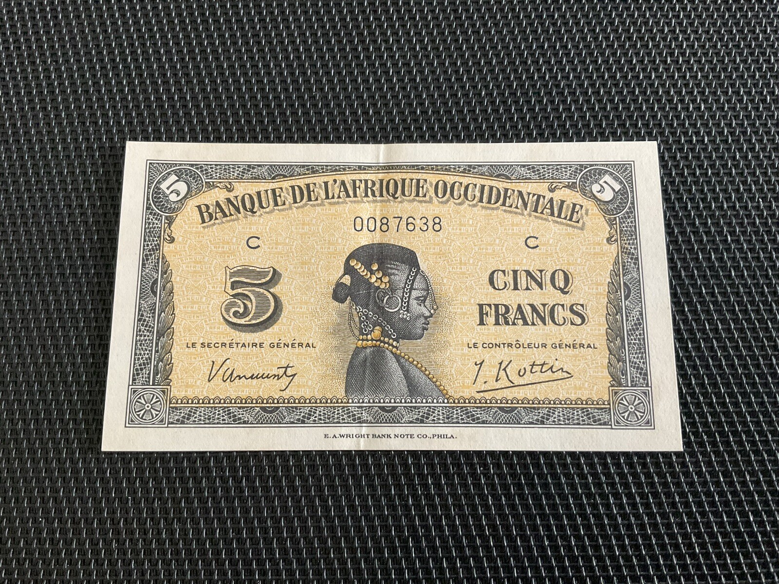 AFRIQUE OCCIDENTALE  FRANÇAISE: 5 Francs 14/12/1942, Pick 28, SUP+/XF+ 🌐