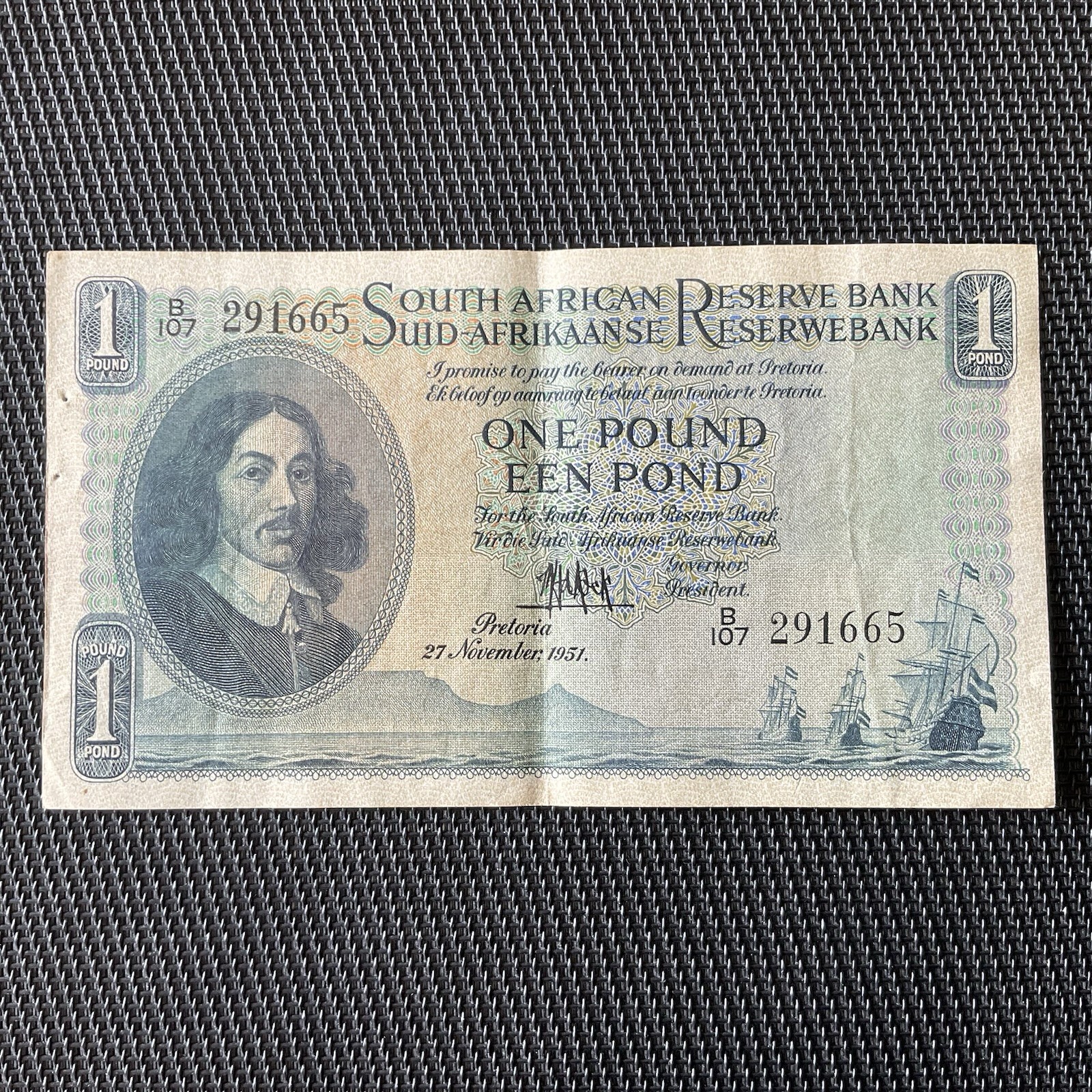 AFRIQUE DU SUD: 1 Pound 27/11/1951, Pick 92c, TTB+/VF+ 🔥