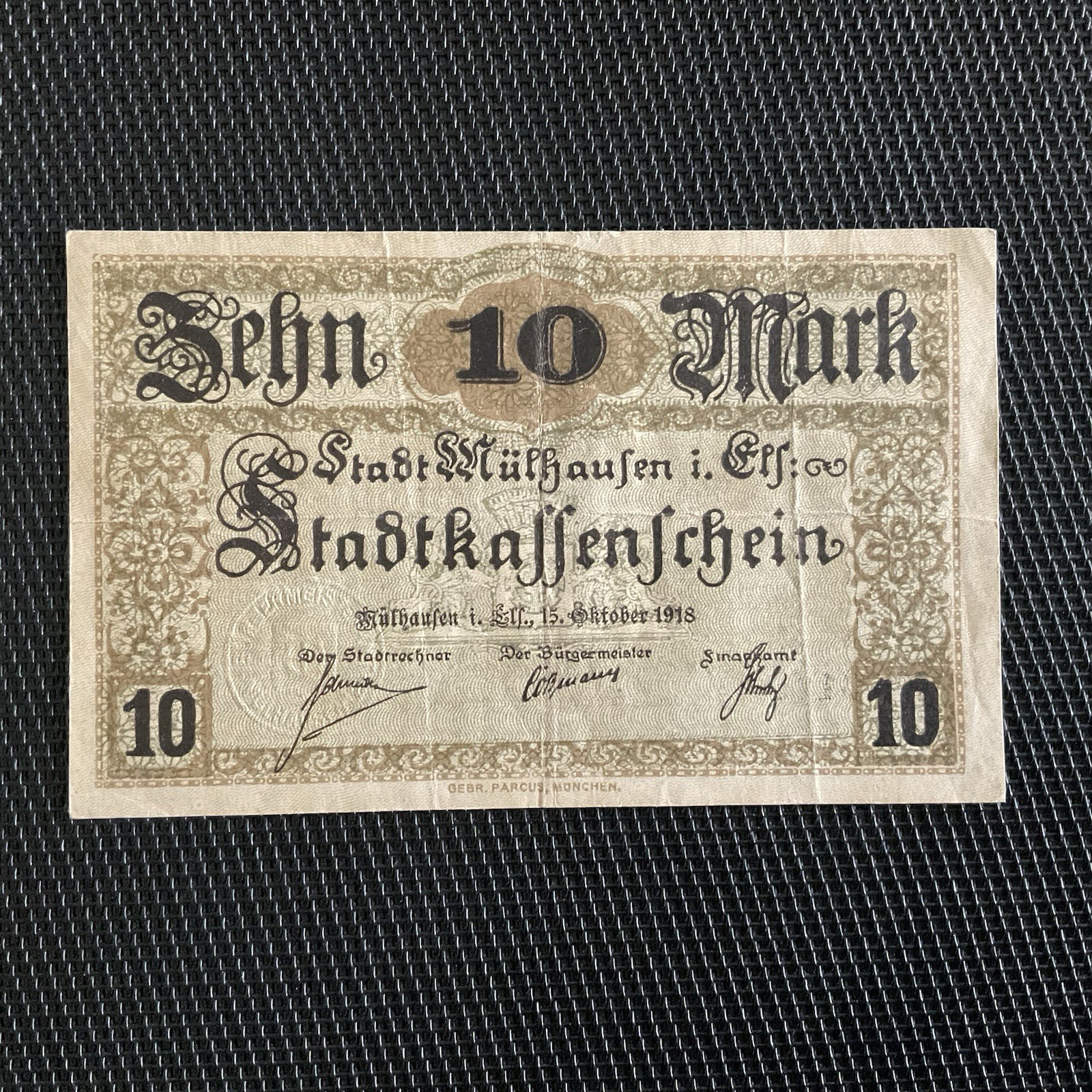 FRANCE/ALLEMAGNE: Bon De 10 Mark 15/10/1918, Mulhouse, SUP/XF 🇫🇷