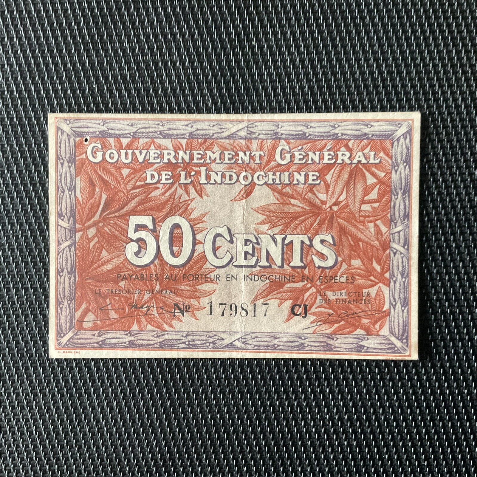 INDOCHINE FRANÇAISE: 50 Cents ND 1939, Pick 87d, SUP/XF 🌐