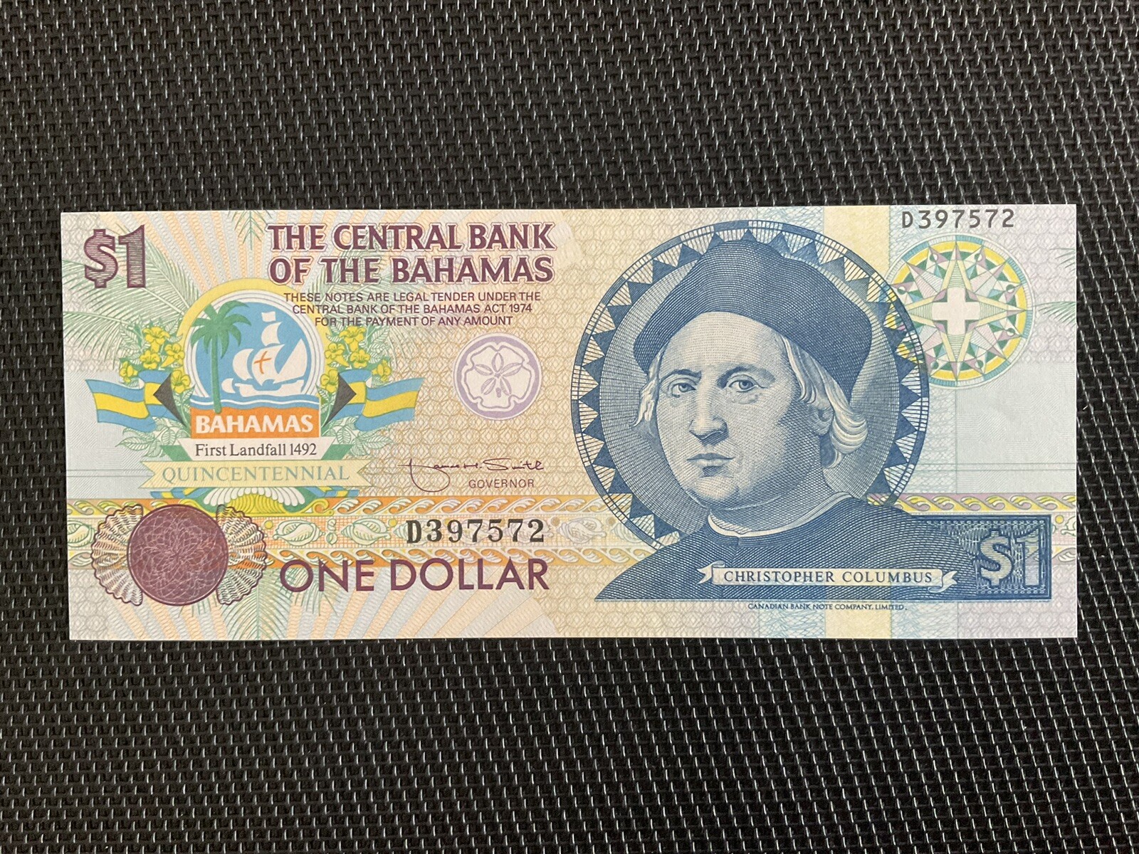 BAHAMAS: 1 Dollar 1992 Commémoratif, Pick 50, NEUF/UNC 🌐