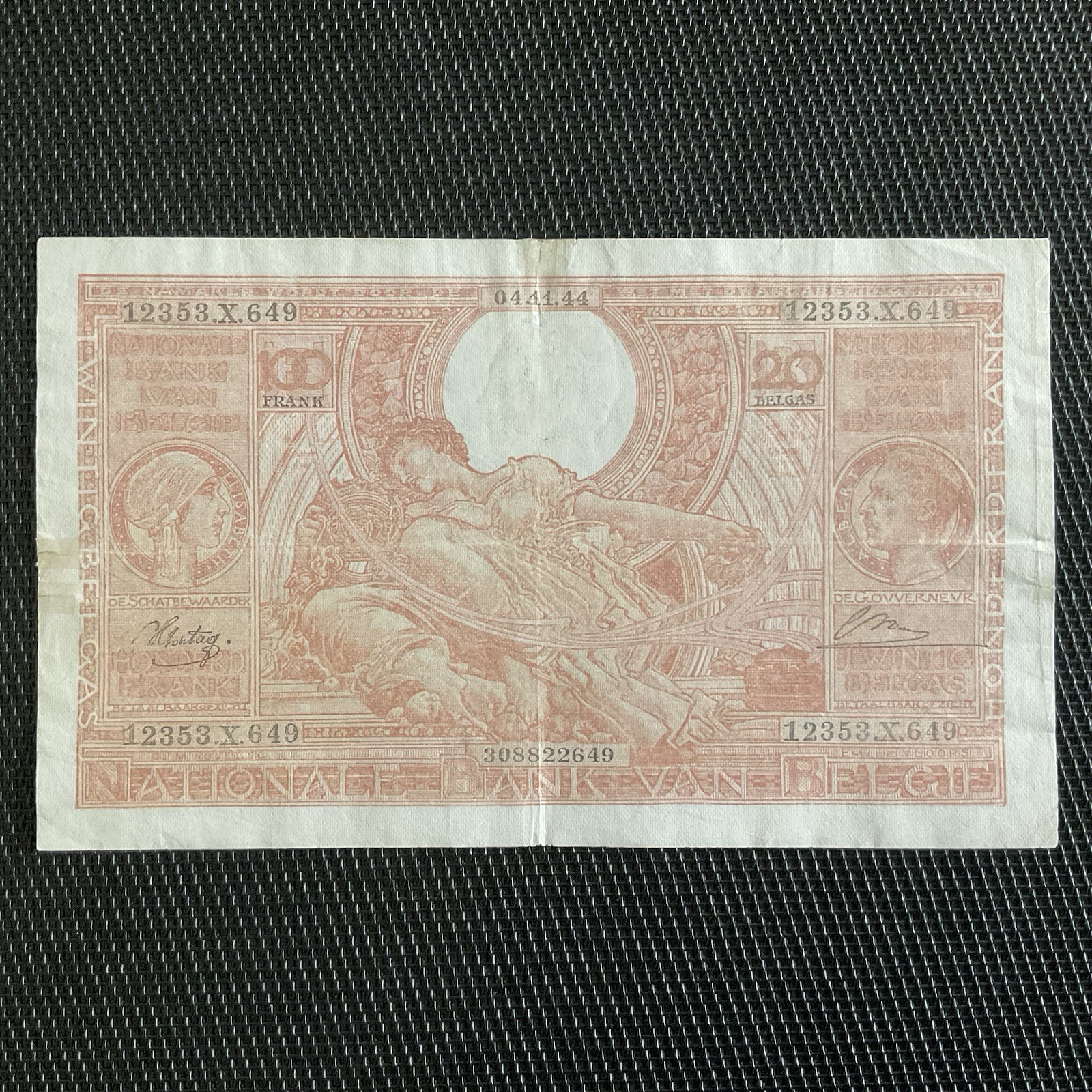 BELGIQUE: 100 Francs 04/11/1944, Pick 114, TTB/VF 🌐