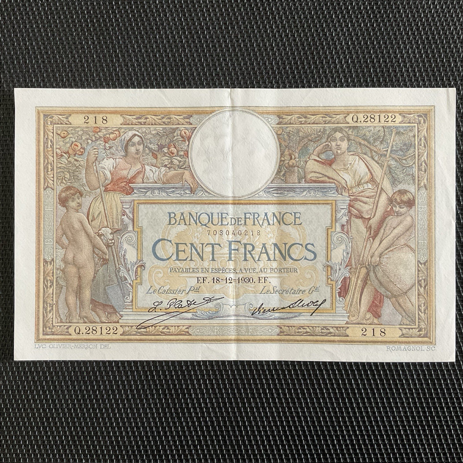 FRANCE: 100 Francs Merson 18/12/1930, F24-09, SUP/XF 🇫🇷