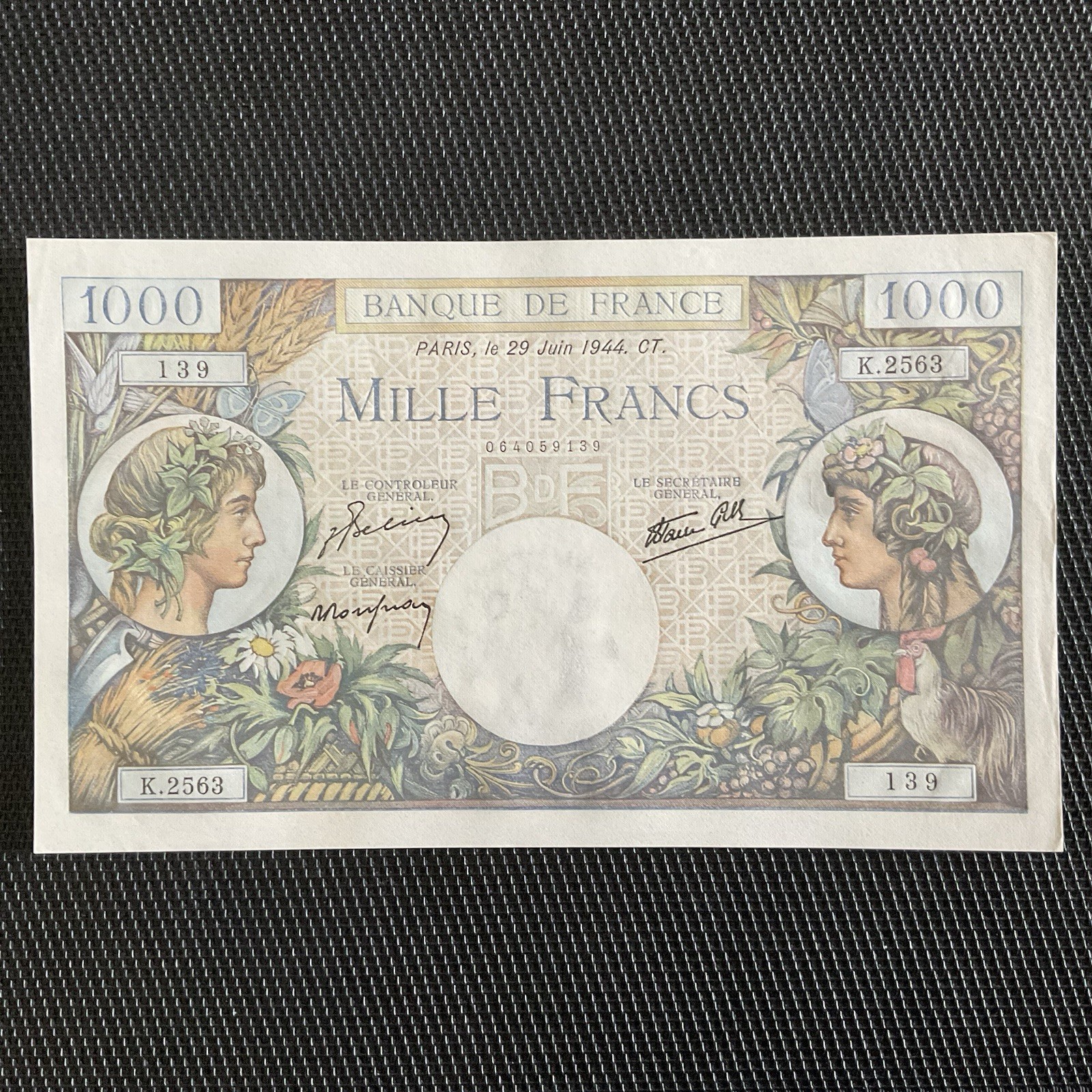 FRANCE: 1000 Francs Commerce Et Industrie 29/06/1944, F39-09, SPL/AU 🇫🇷