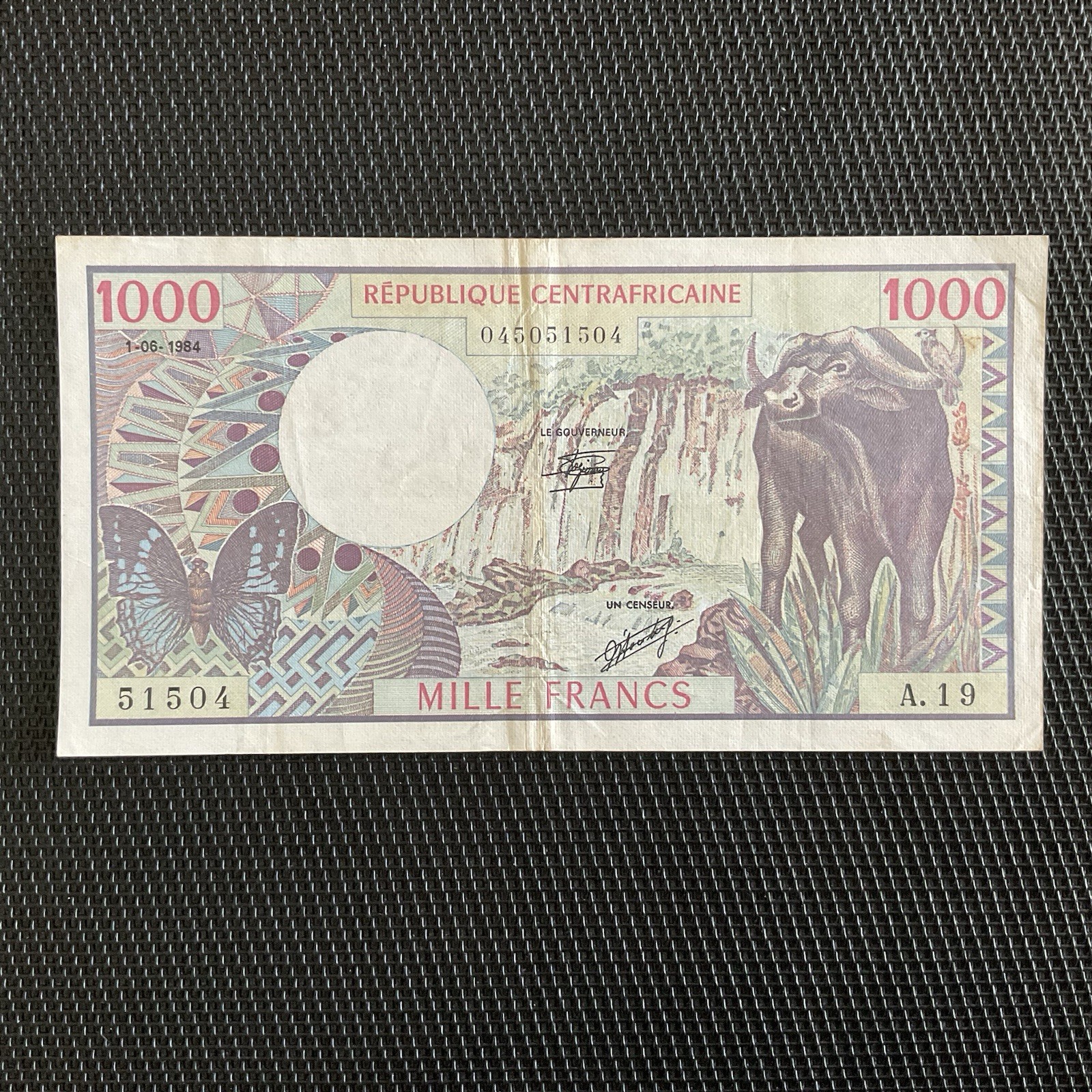 RÉP. CENTRAFRICAINE: 1000 Francs 01/06/1984, Pick 10e, TTB+/VF+ 💥
