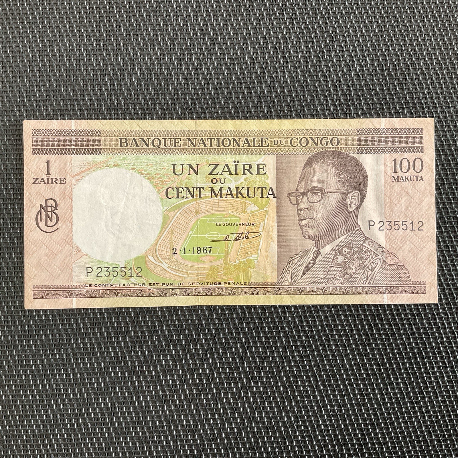 RÉP. DU CONGO: 100 Makuta 02/01/1967, Pick 12a, SUP/XF 💥